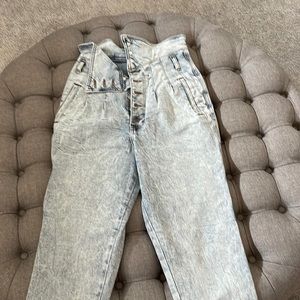 Express super high waisted acid wash jeans.